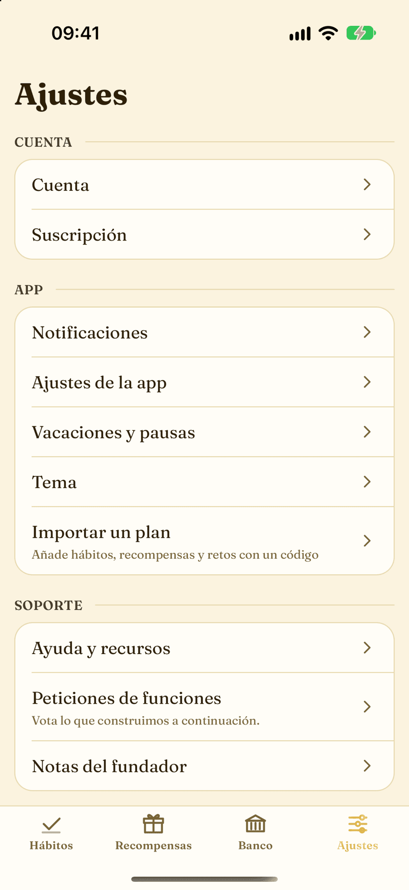 Ajustes y copia de seguridad