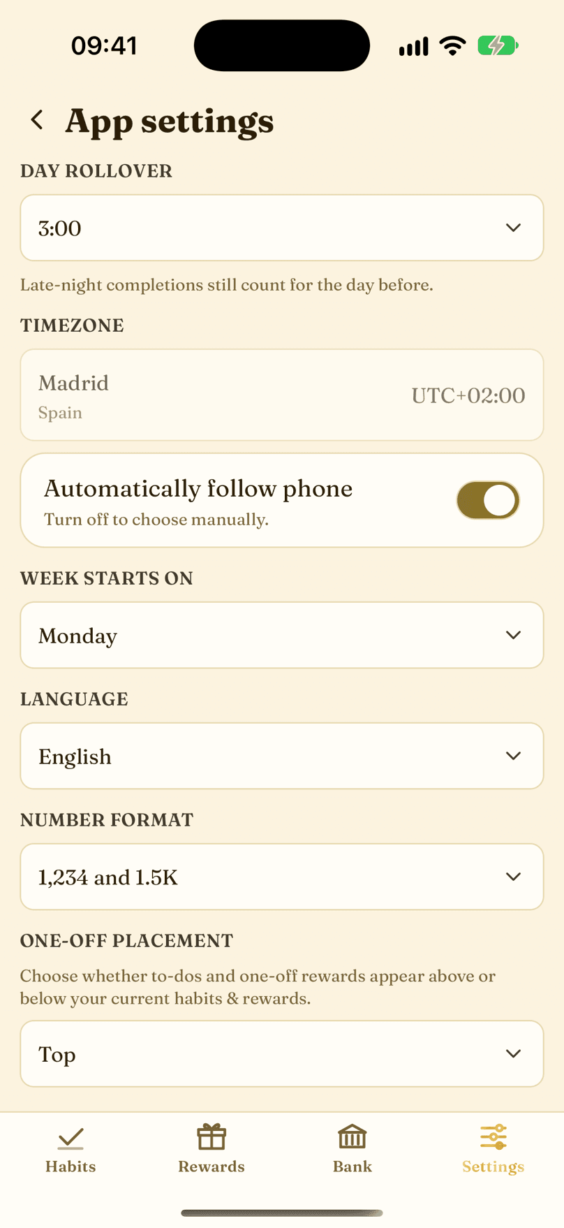 App Settings