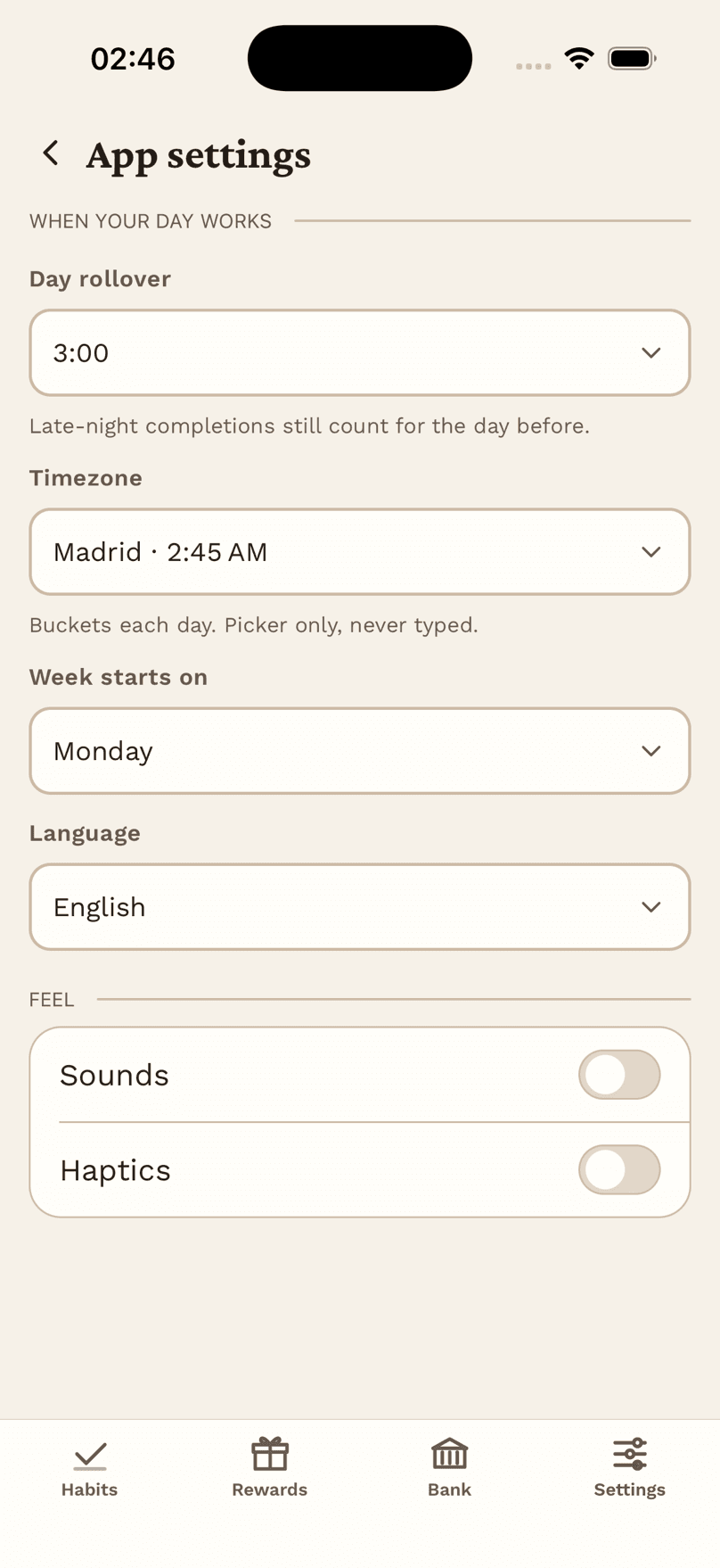App Settings