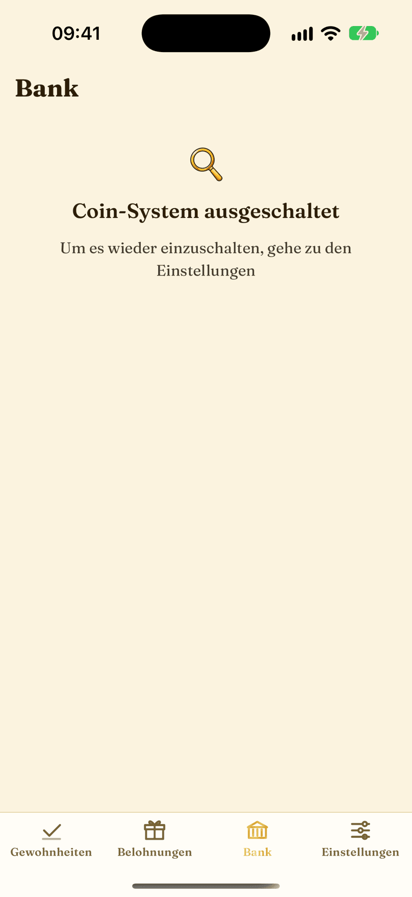 Coin-System an oder aus