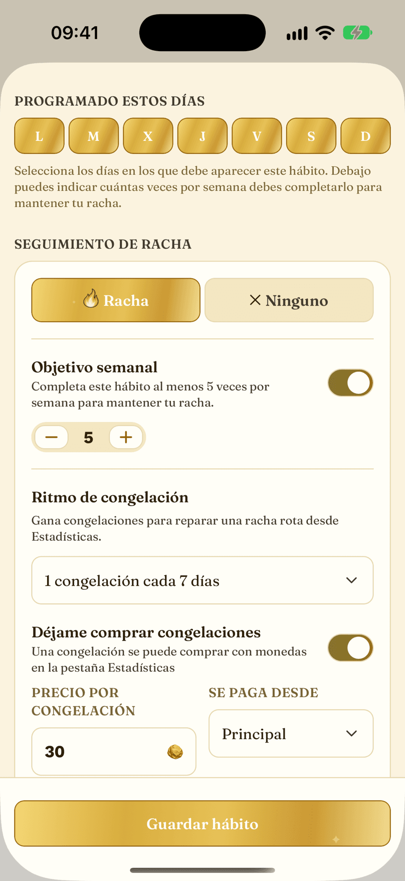 Crear o editar un hábito
