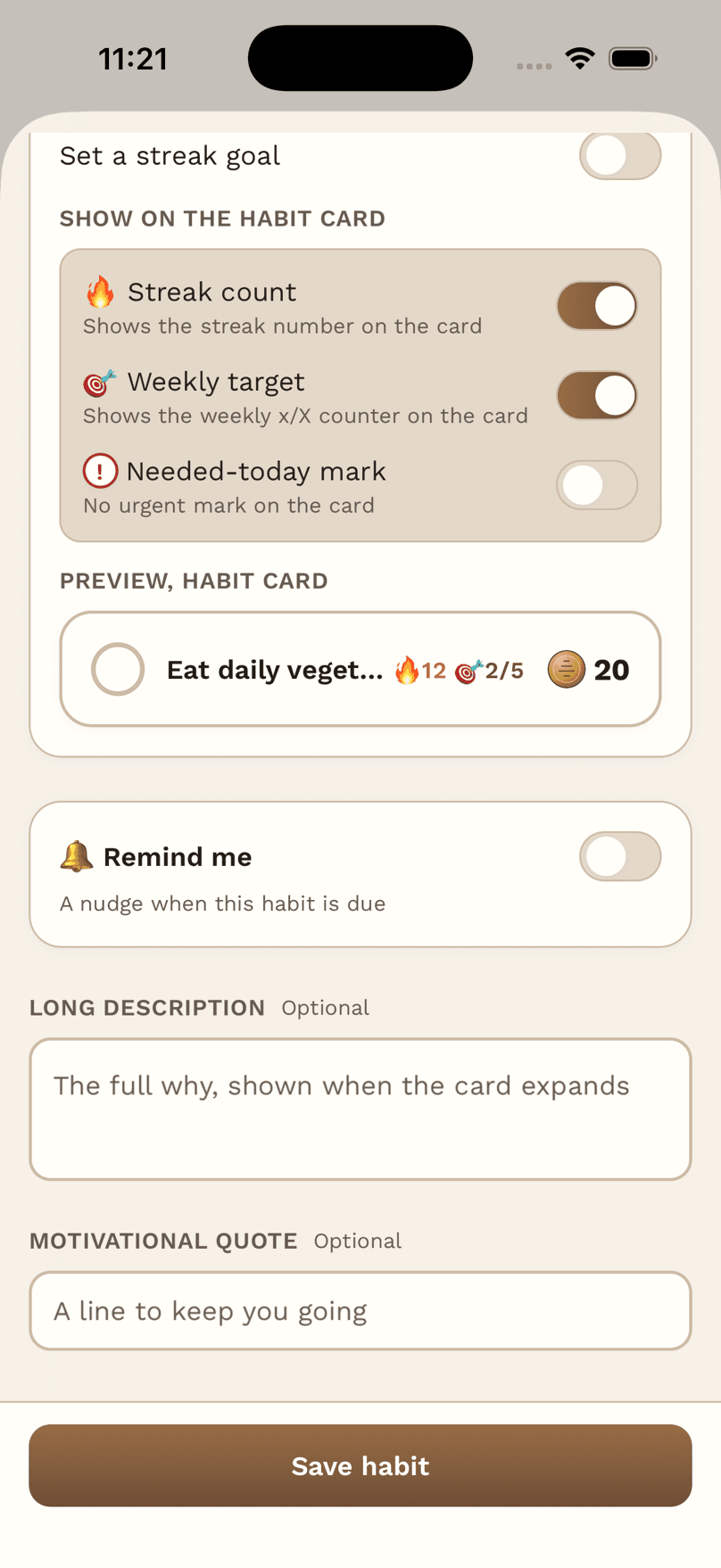 Create or Edit a Habit
