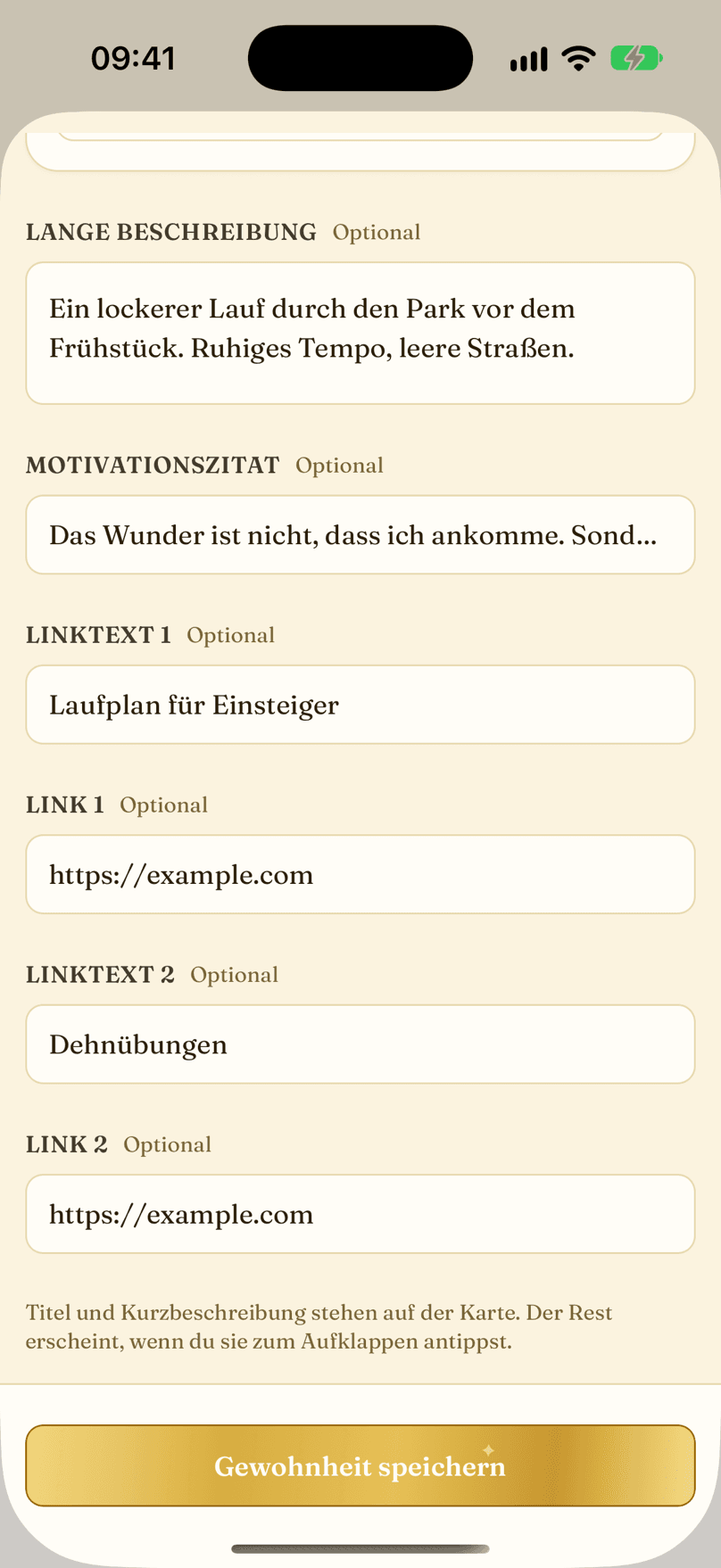 Gewohnheit erstellen oder bearbeiten