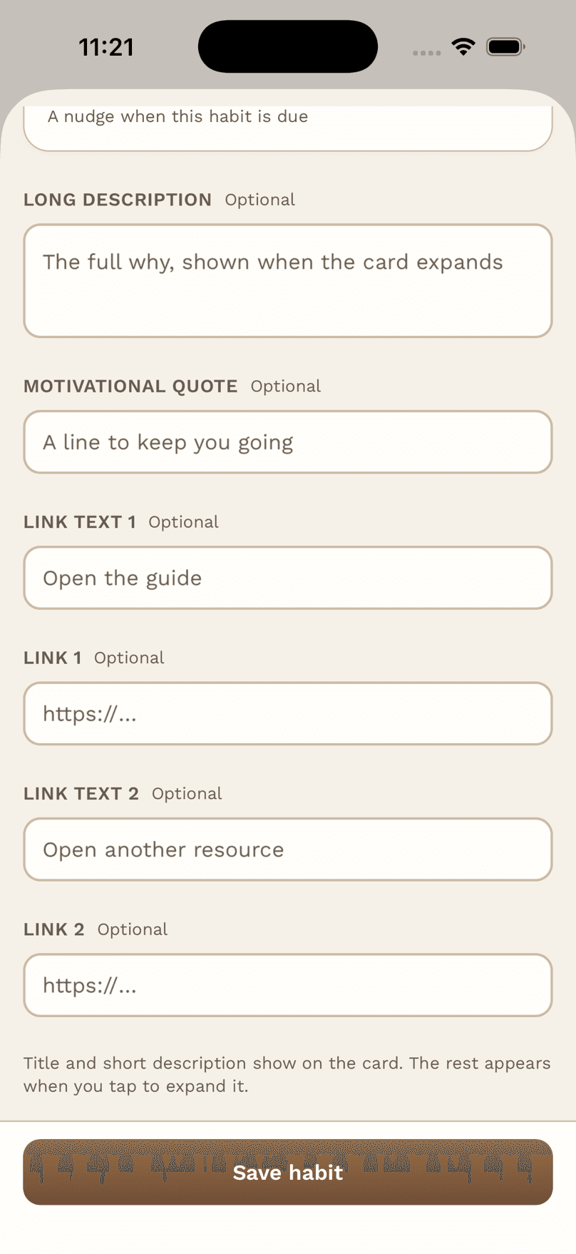 Create or Edit a Habit