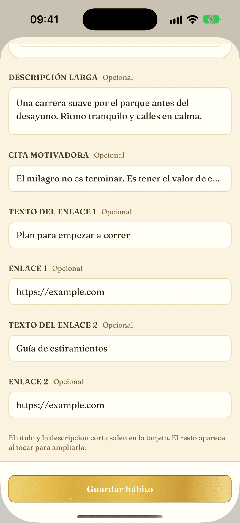 Crear o editar un hábito