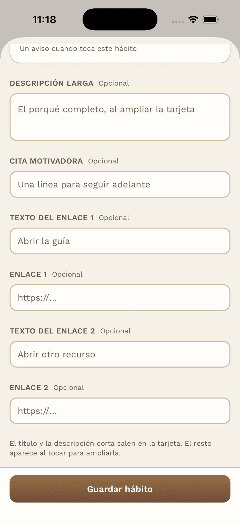 Crear o editar un hábito