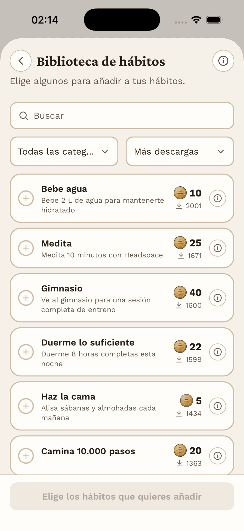 Biblioteca de hábitos