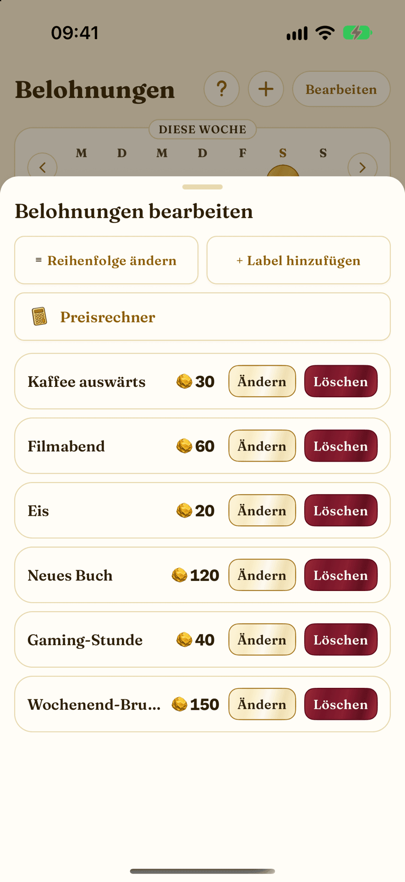 Belohnungen bearbeiten