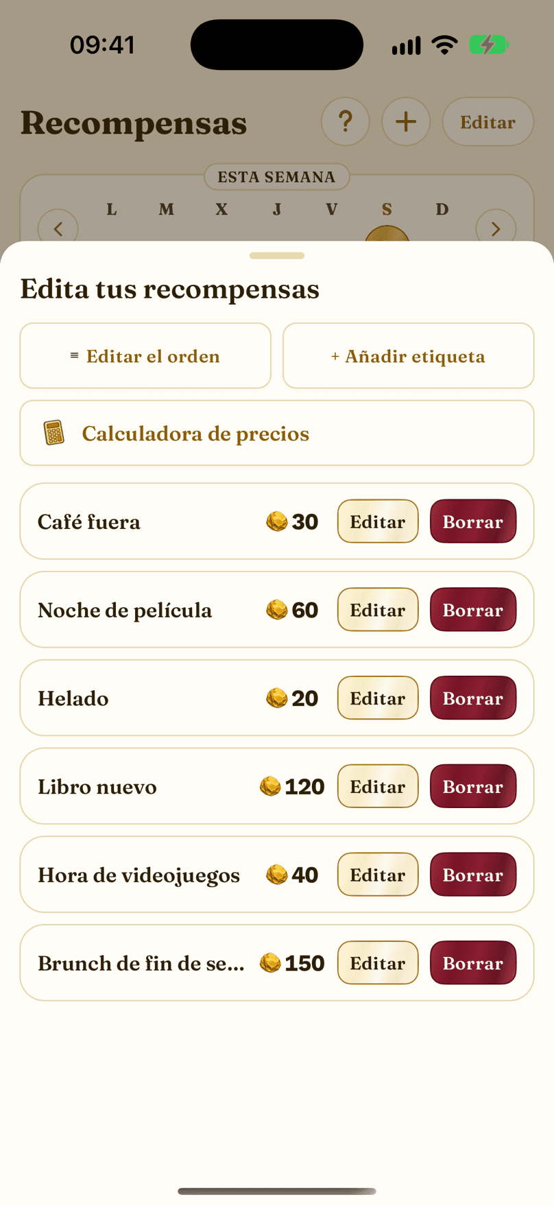 Edita tus recompensas