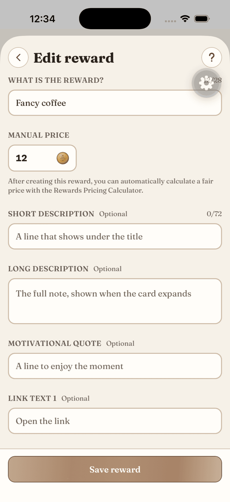 Create or Edit a Reward