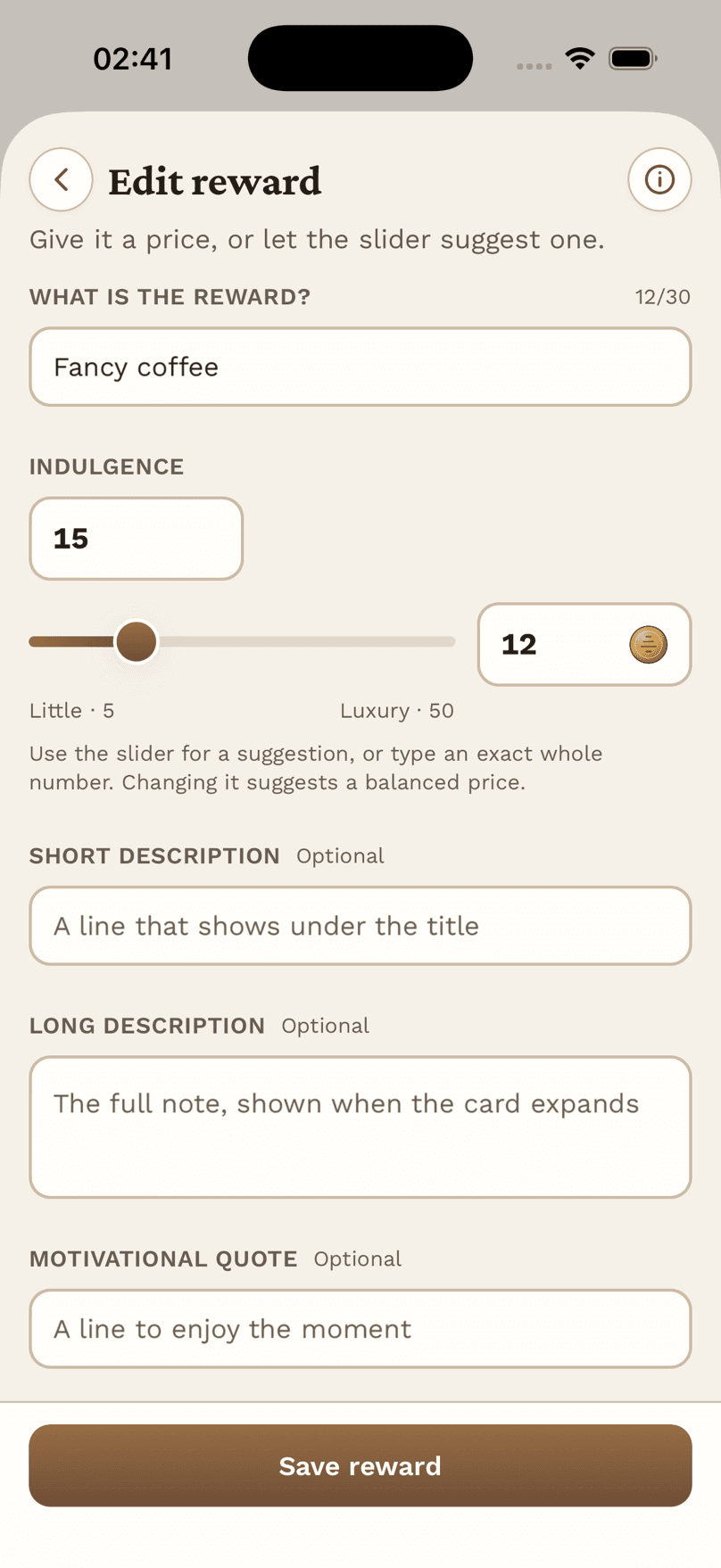 Create or Edit a Reward