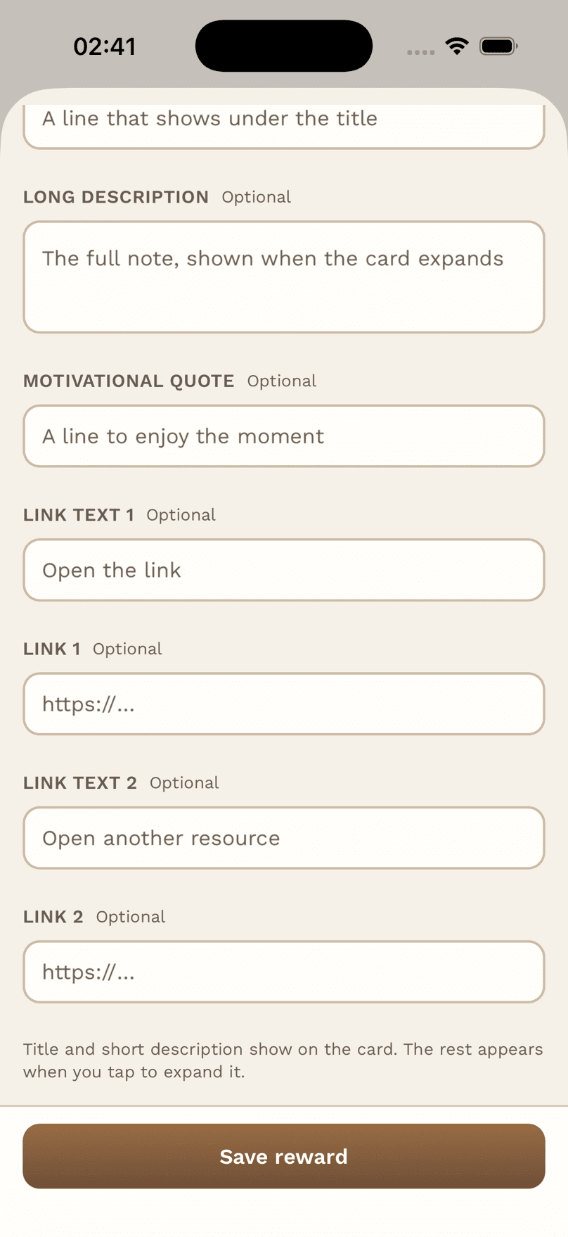 Create or Edit a Reward