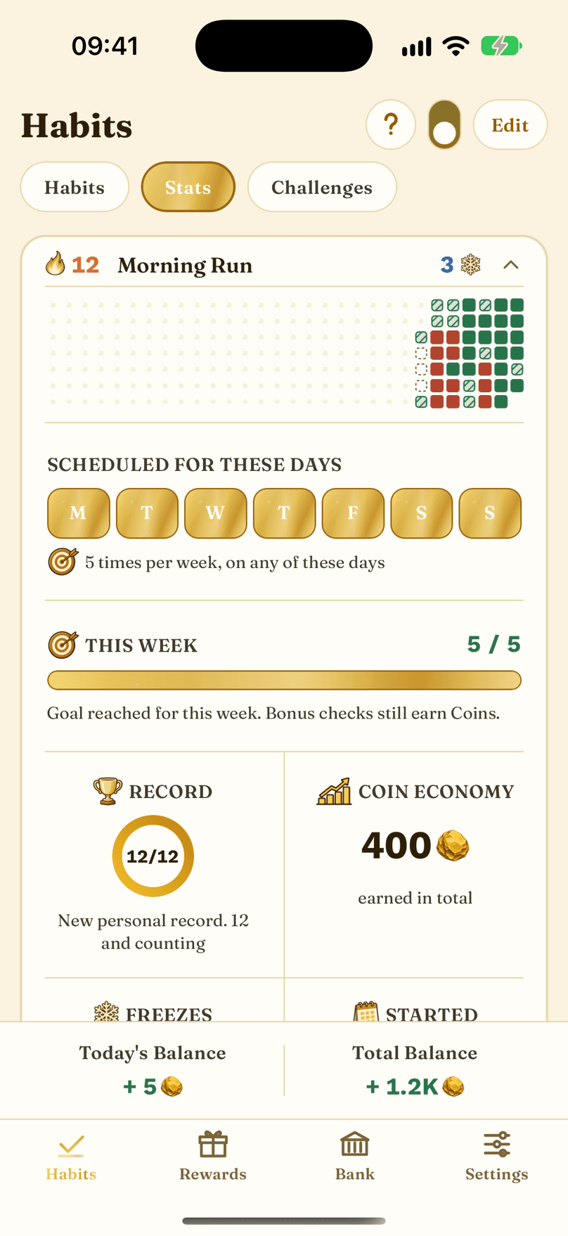 Streaks, Freezes and Weekly Goals