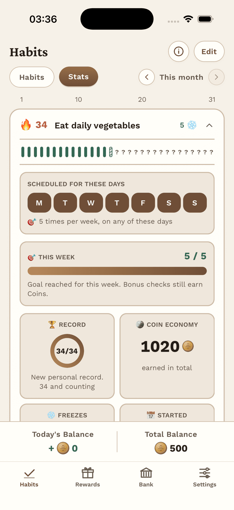 Streaks, Freezes and Weekly Goals