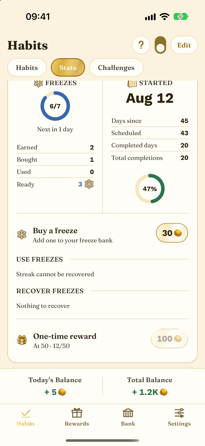 Streaks, Freezes and Weekly Goals
