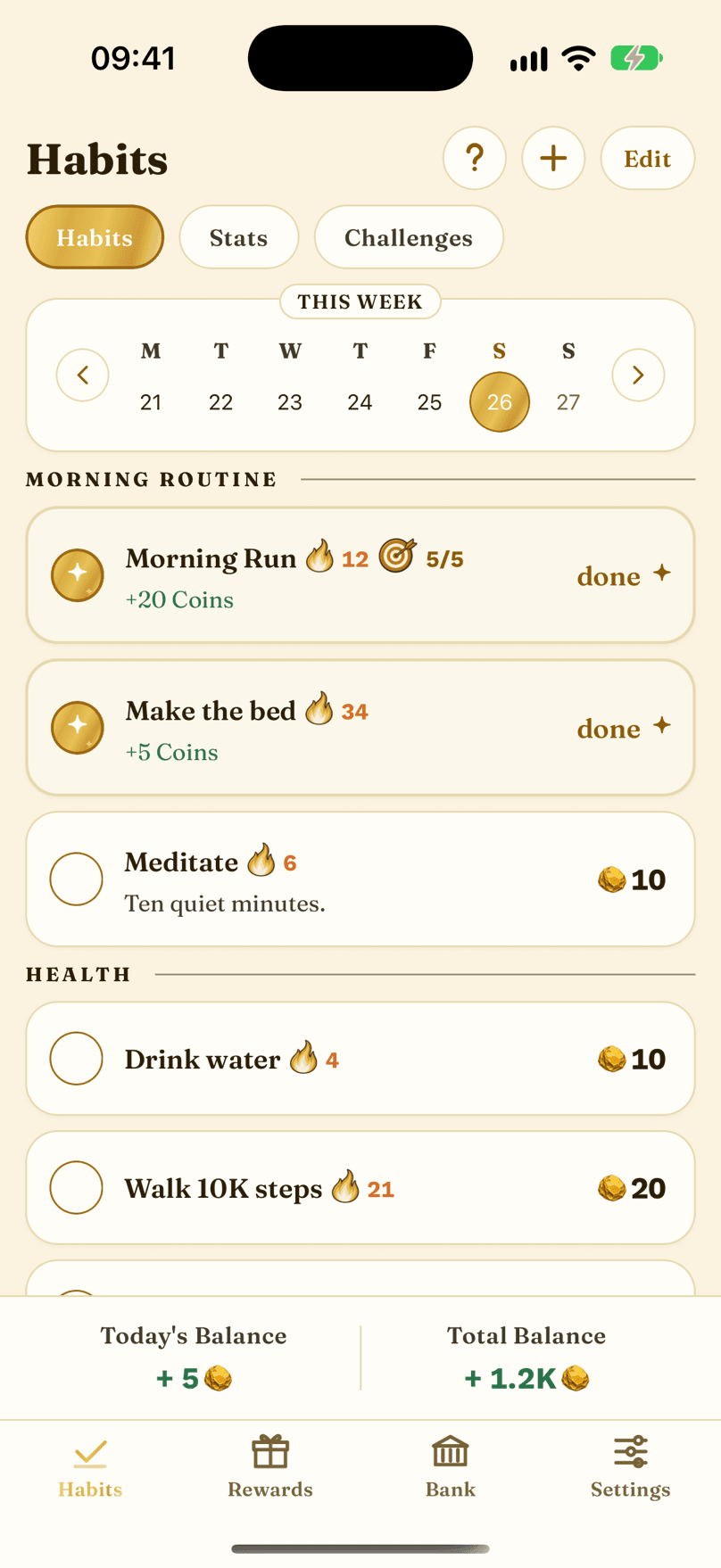 The Habits Page