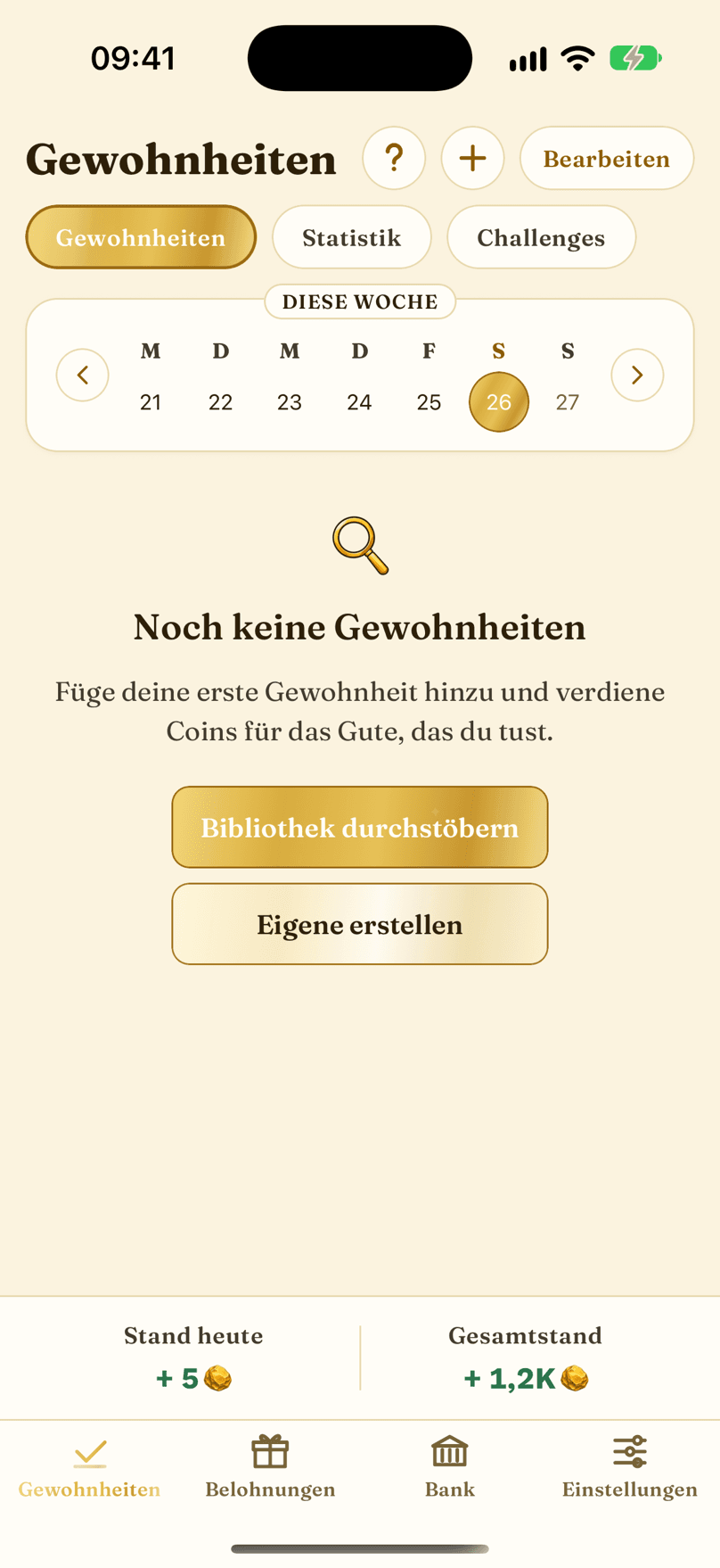 Die Seite Gewohnheiten