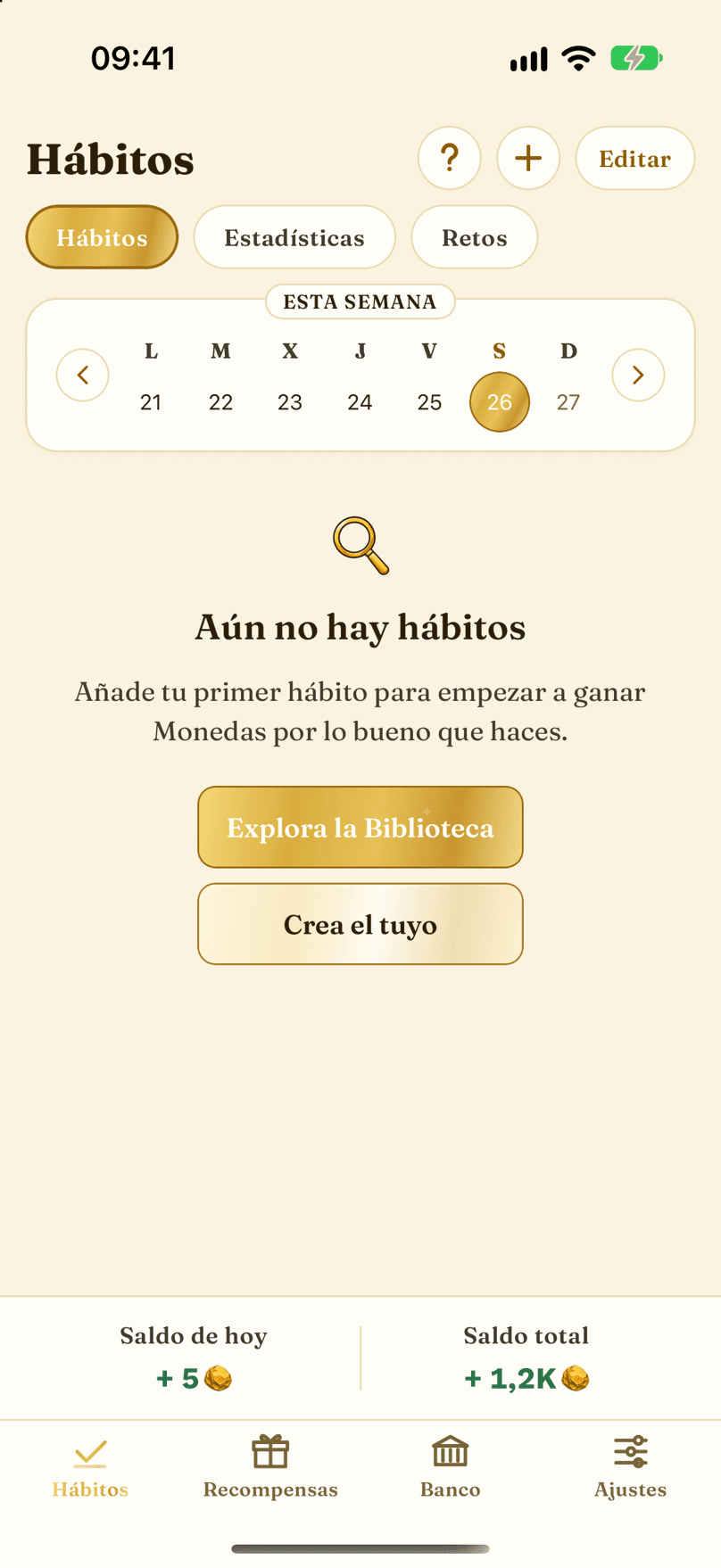 La página de hábitos